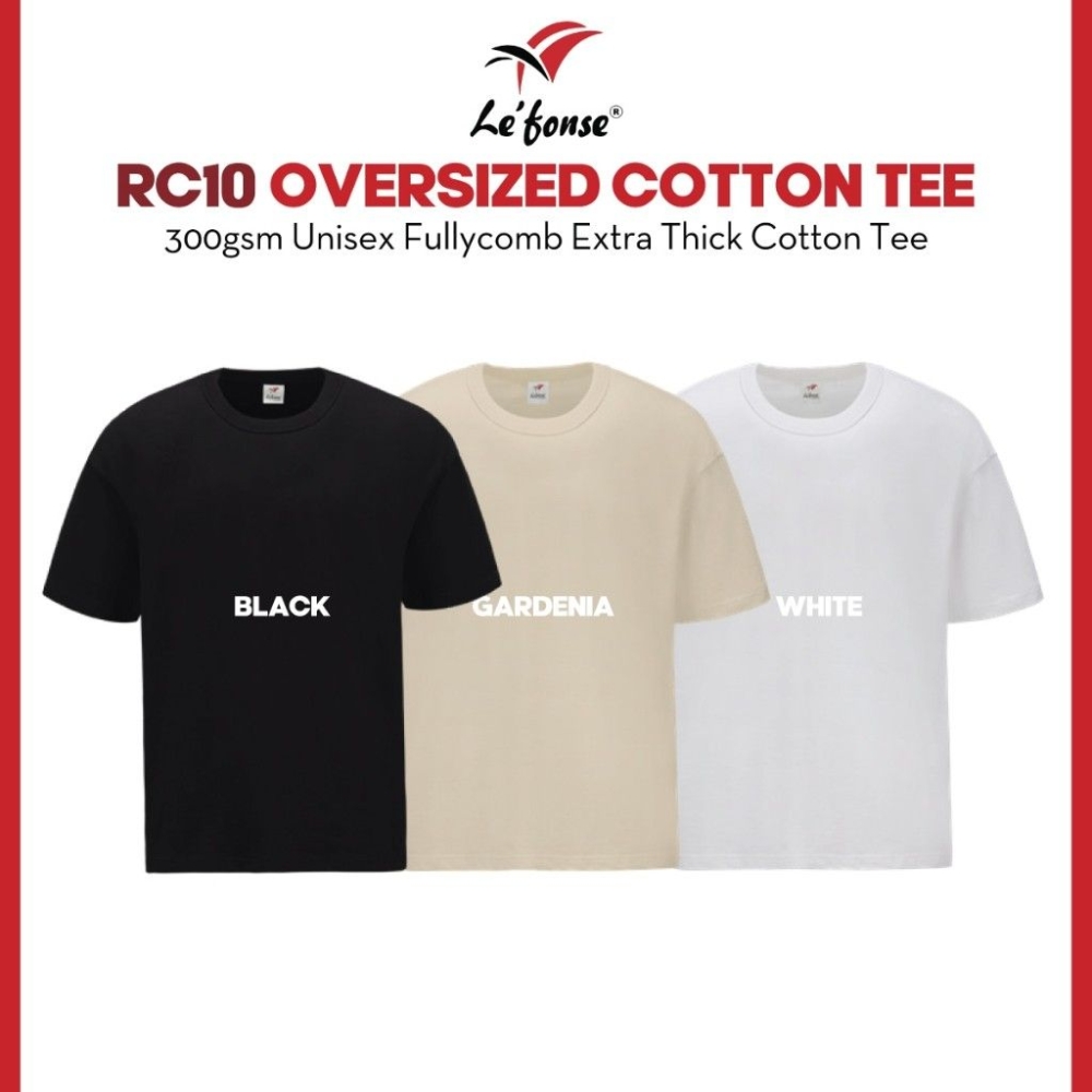 LEFONSE Extra Thick 300gsm Oversized Cotton T-Shirt Unisex Fullycomb Cotton Round Neck T-Shirt RC10