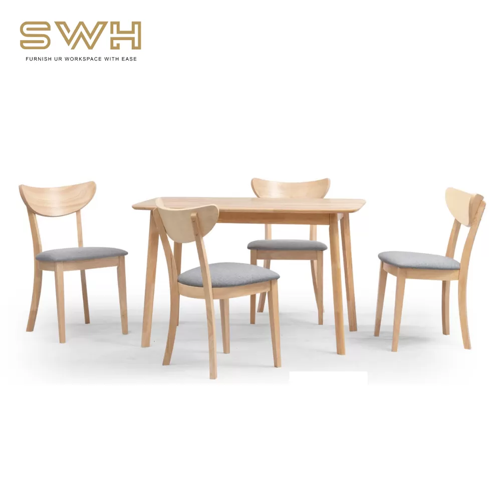 WAKO II 1+4 Solid Wood Dining Table Set | Cafe Table and Chair