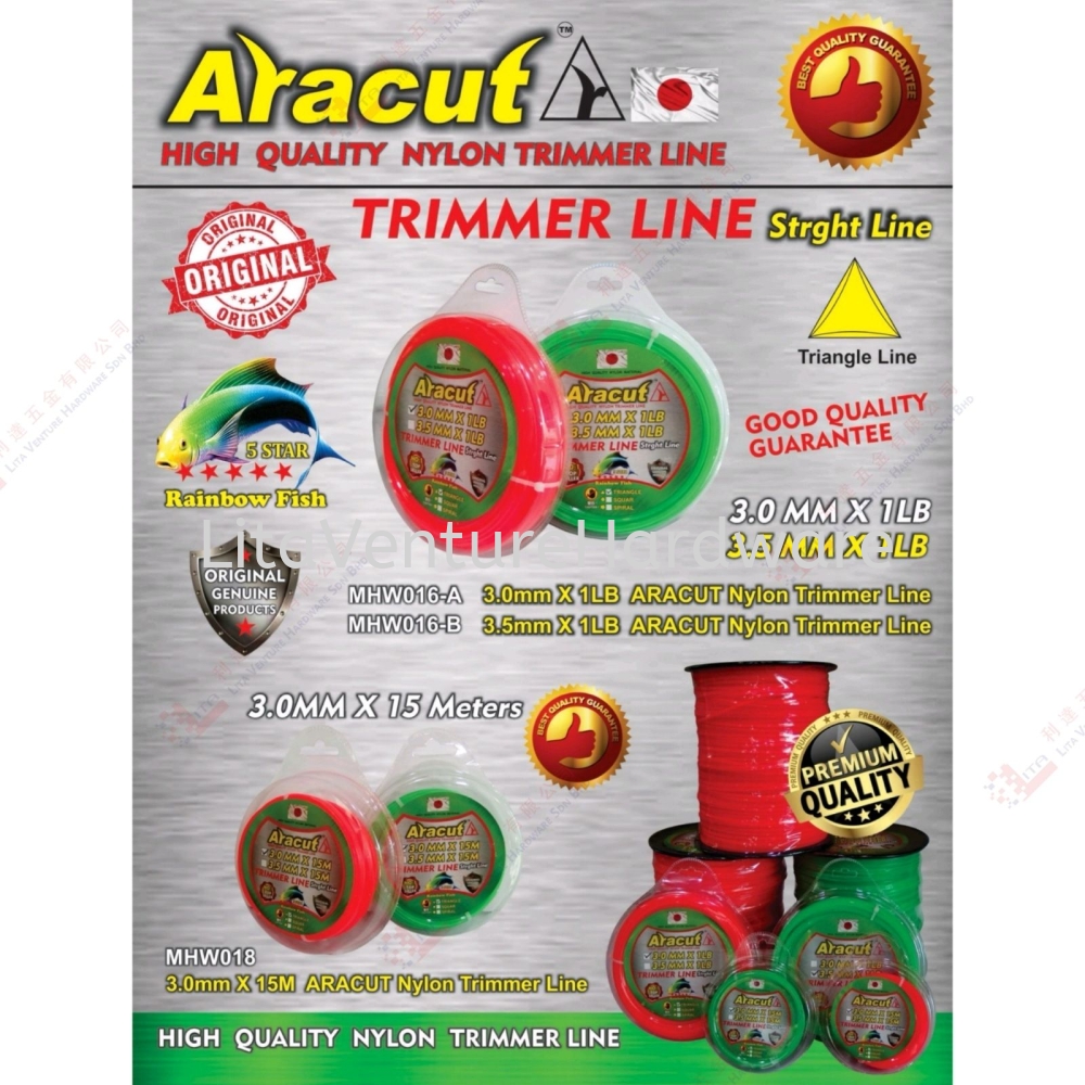 ARACUT BRAND NYLON TRIMMER LINE - MHW016A MHW016B
