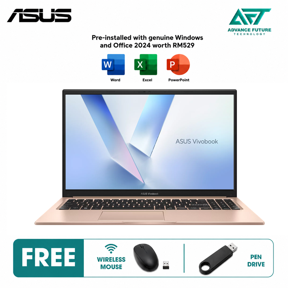 Asus VivoBook 15 A1504V-ABQ170WSP 15.6" FHD Laptop Terra Cotta ( Intel Core 5 120U, 8GB, 512GB, Intel, W11, H&S 2024&M365 )