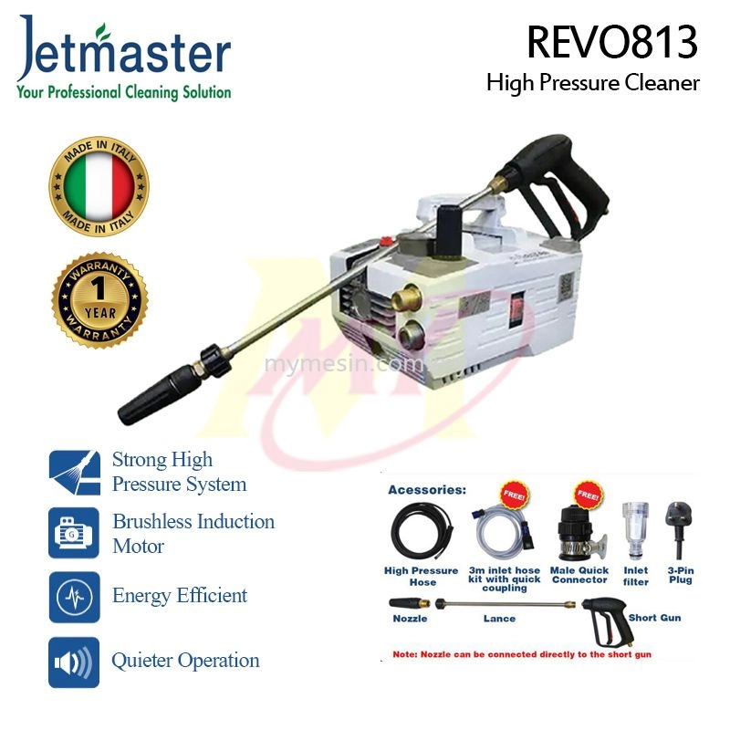 JETMASTER REVO813 High Pressure Washer 130 Bar 2200W 230V - (Induction Motor)