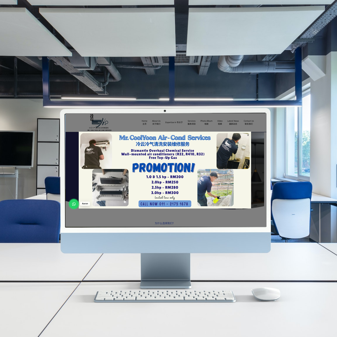 Mr. Coolyoon Aircond Services Website Design & SEO Case Study | Professional Hair Care Distributor in Kuala Lumpur