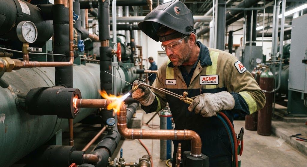 HVAC industrial refrigeration brazing technique
