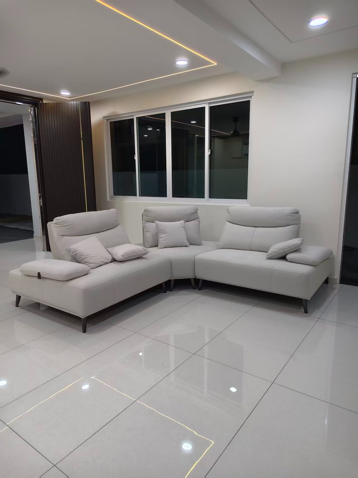 Corner Push Back Sofa Malaysia | Premium 3 Seater Sofa Malaysia | Easy Clean Fabric | Pet Friendly Living Room Sofa - Deliver Bertam, Penang Island, Georgetown, Jelutong, Kulim, Lunas