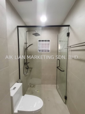 COMMERCIAL SHOWER SCREEN TEMPERED GLASS WITH DOOR AT BANDAR PUTERI PUCHONG | PUTRA PERMAI | SRI DAMANSARA