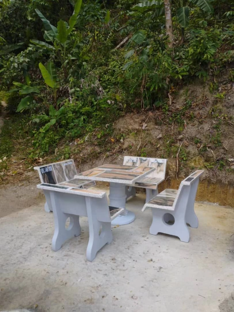 Marble Slab Stone Table And Bench | Outdoor Stone Concrete Table Bench | Kerusi Meja Batu Sesuai Untuk Tujuan Derma | KL | MBSP | Majlis Perbandaran | Kulim | Lunas | Sp