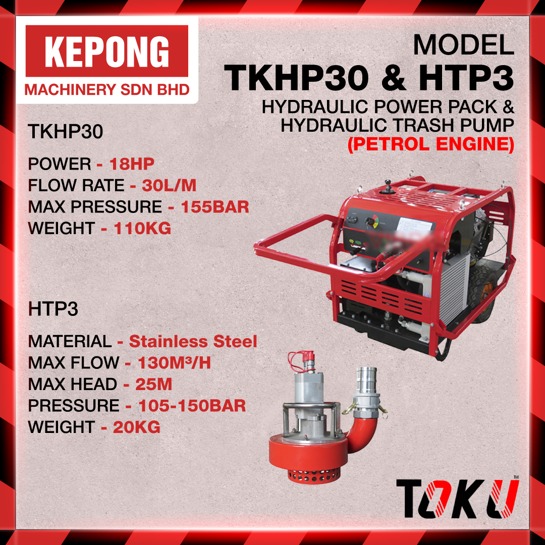 Toku hydraulic power pack & hydraulic trash pump TKHP-30 HTP-3 ( petrol engine )