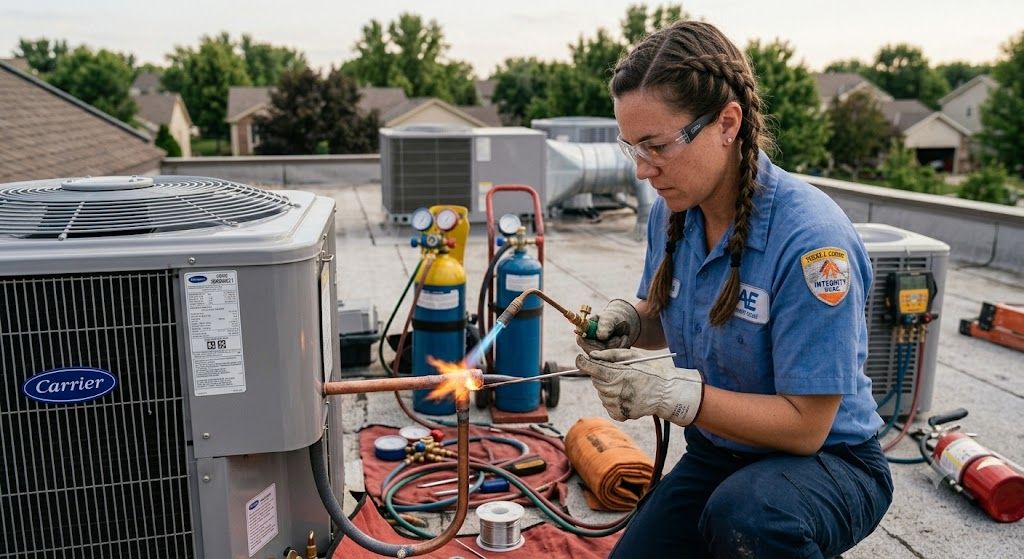 AC installation brazing copper pipes method