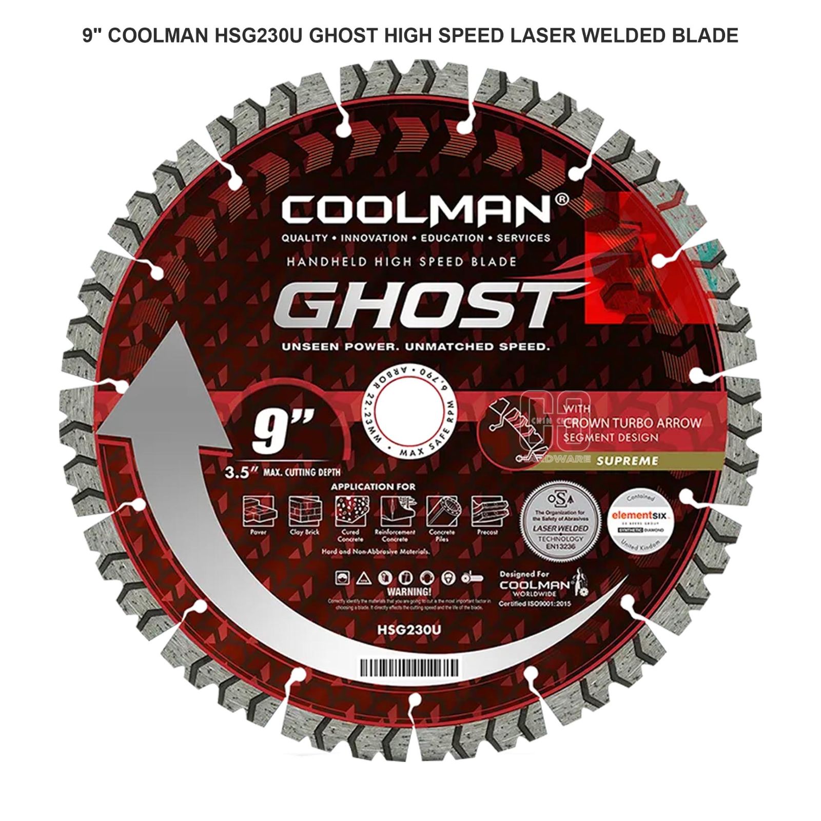 COOLMAN HSG230U GHOST HIGH SPEED LASER WELDED BLADE 9"