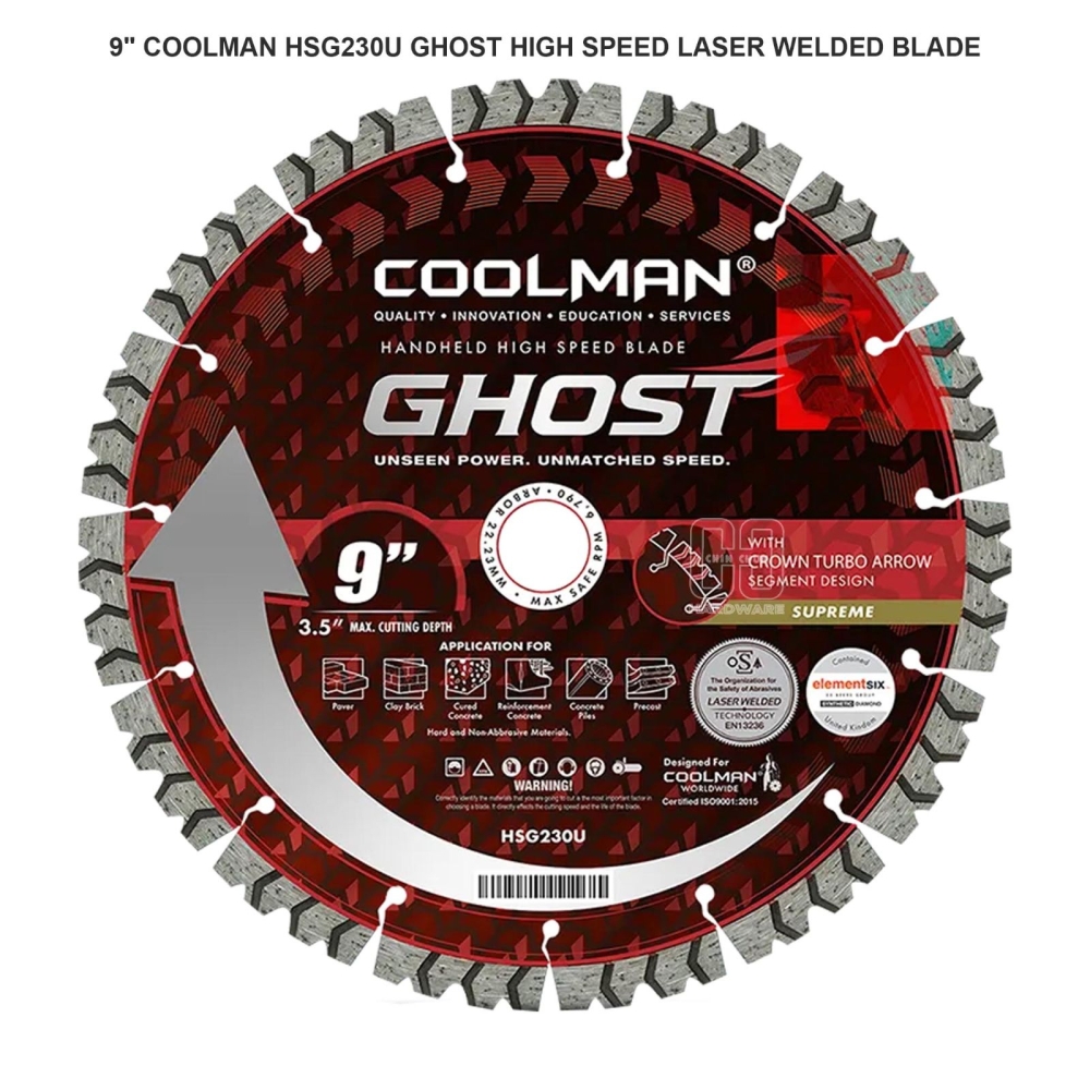 COOLMAN HSG230U GHOST HIGH SPEED LASER WELDED BLADE 9"