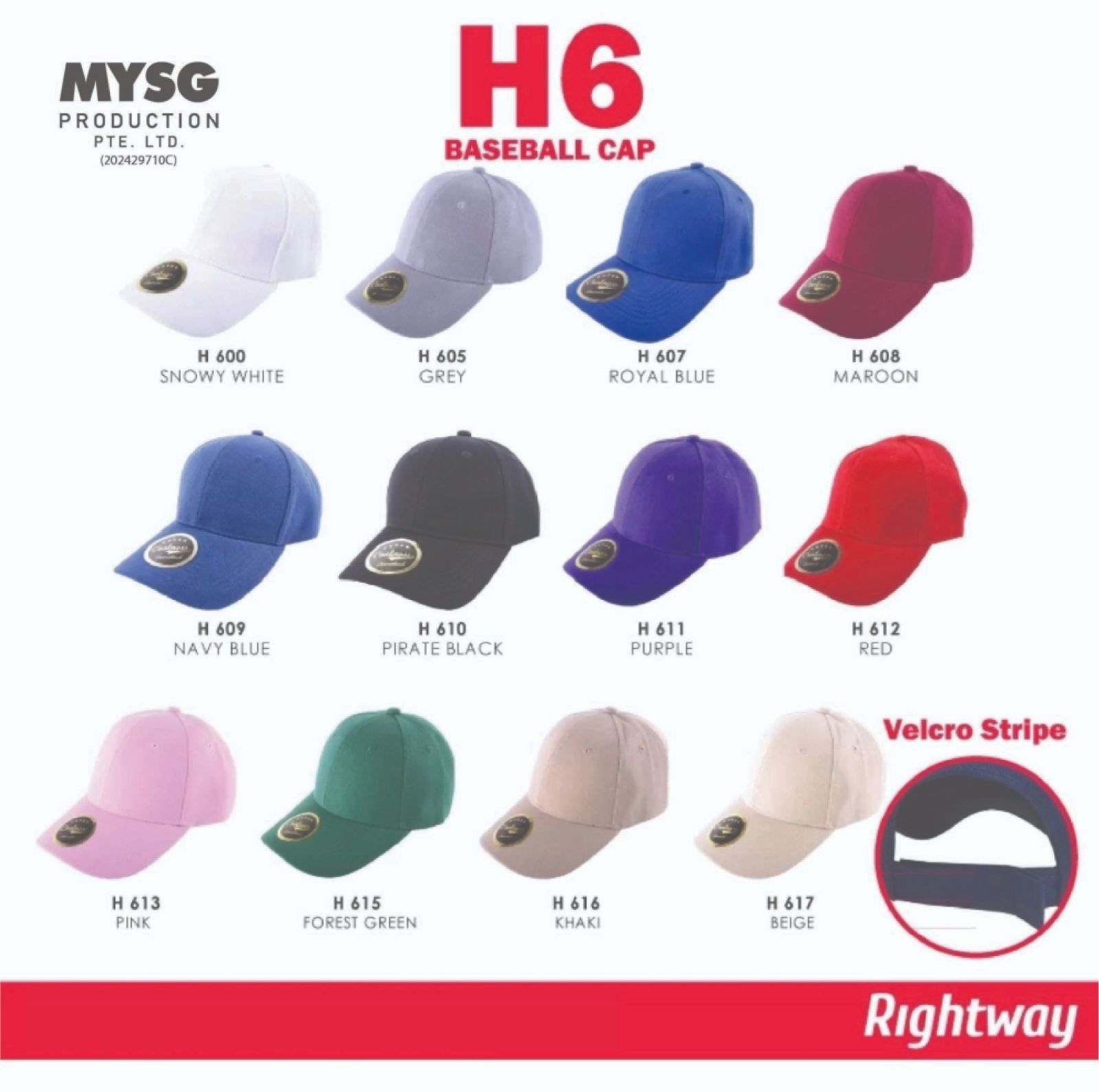 RIGHTWAY Premium Super-Thick Baseball Cap - 16 Colors Available H6