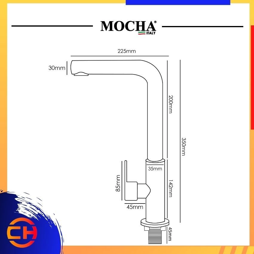 MOCHA Pillar Mounted Kitchen Faucet Stainless Steel 304 M7800SS 
