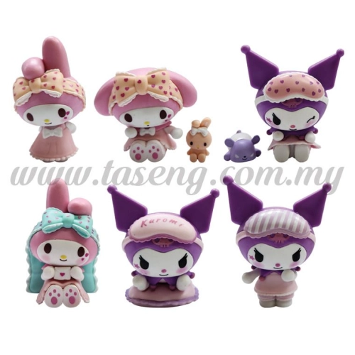 My Melody & Kuromi (Pajamas) 6cm - 8cm 6pcs (DC2-MMK3-6) - Taseng Marketing Sdn Bhd