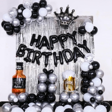 16inch Happy Birthday Foil Balloon Set *Black (16FB-HB-T092-BK)