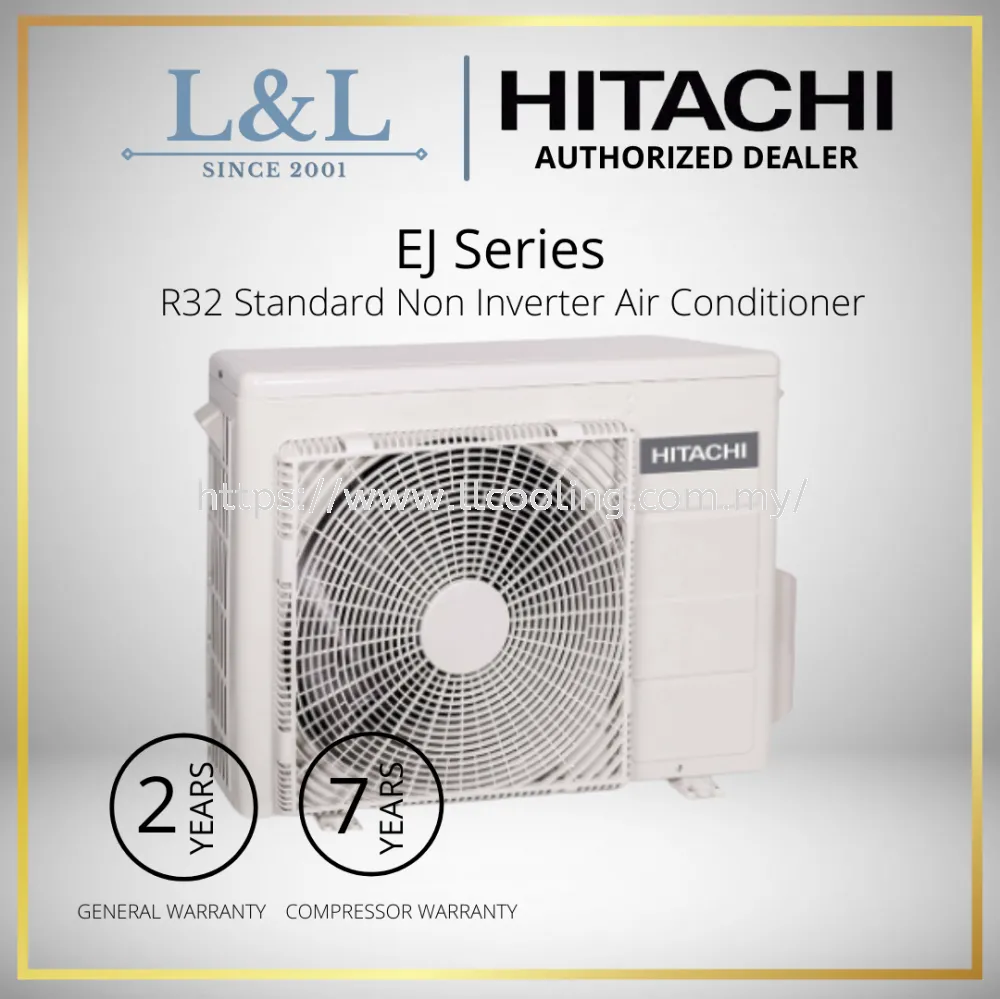 Hitachi EJ Series Standard Non Inverter R32 Air Conditioner (1HP/1.5HP/2HP/2.5HP) (EJ10CKM/EJ13CKM/EJ18CKM/EJ24CKM)