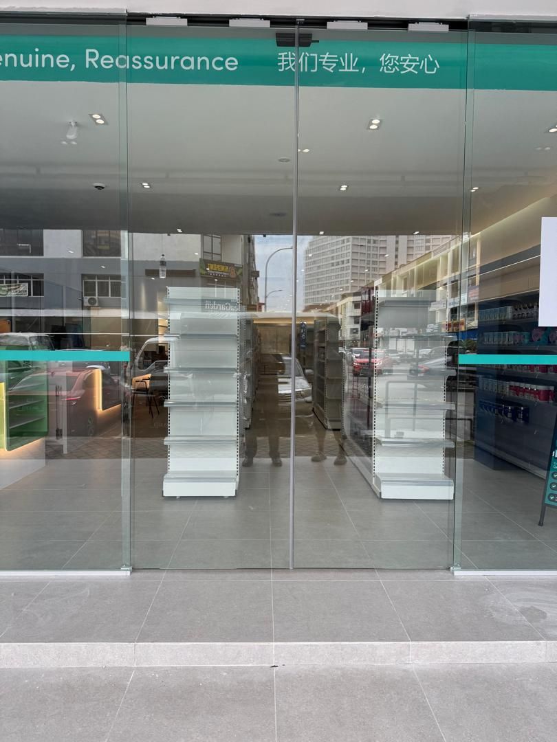 Shop Front fixed Tempered Glass & Auto Sliding Door In Permas Jaya Johor Bahru