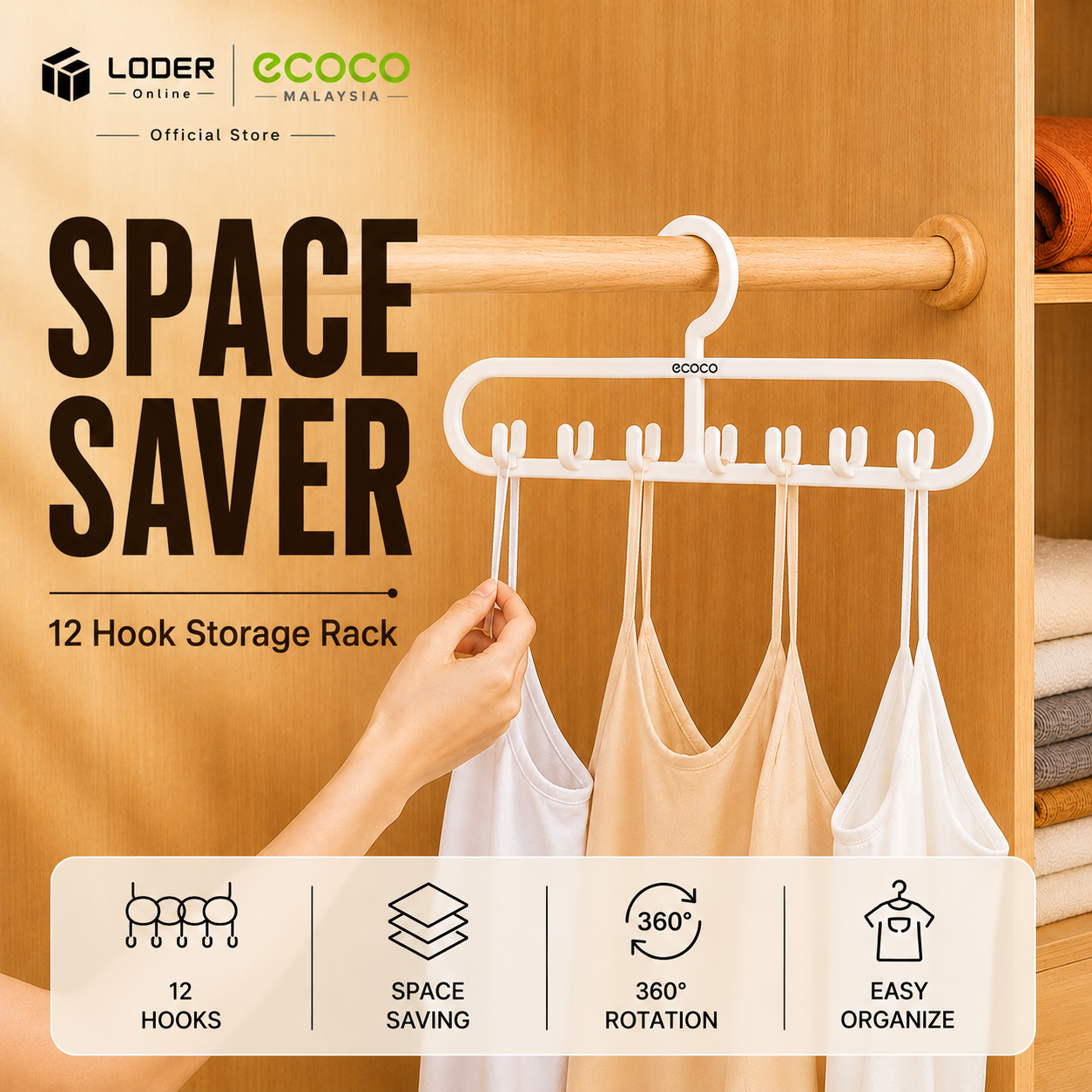 LODER ECOCO Space Saving Hanger Multi Layer Clothes Hanger Closet Organizer Wardrobe Storage Hanger