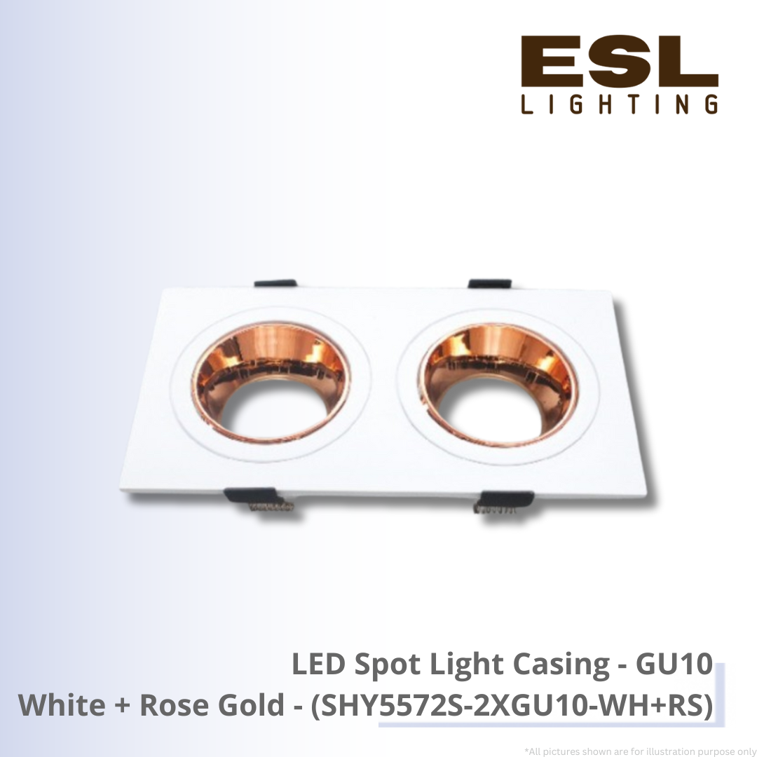 LED Spot Light Casing GU10 White+Rose Gold - SHY5572S-2XGU10-WH+RS