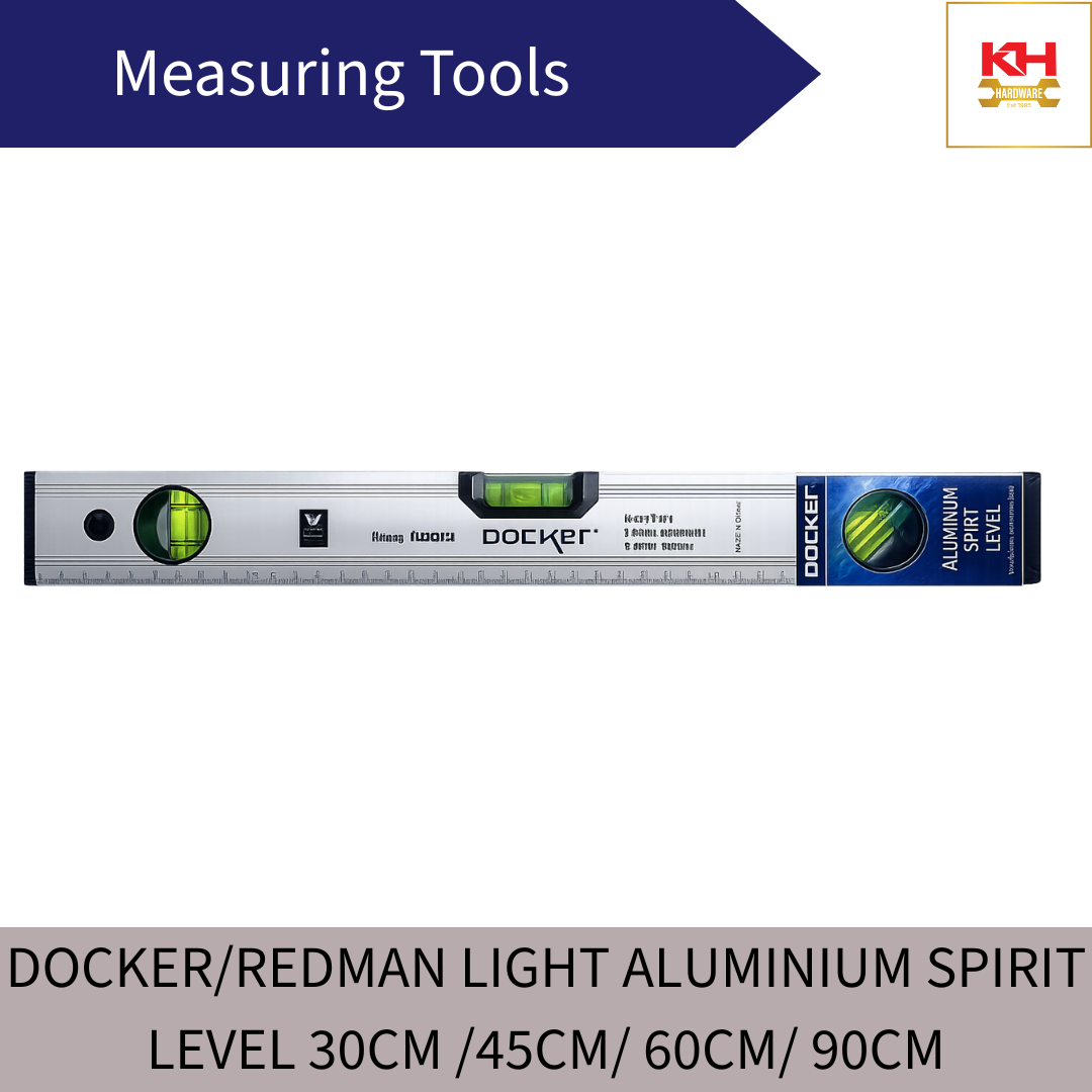 DOCKER / REDMAN Light Aluminium Spirit Level 30cm/ 45cm/ 60cm/ 90cm