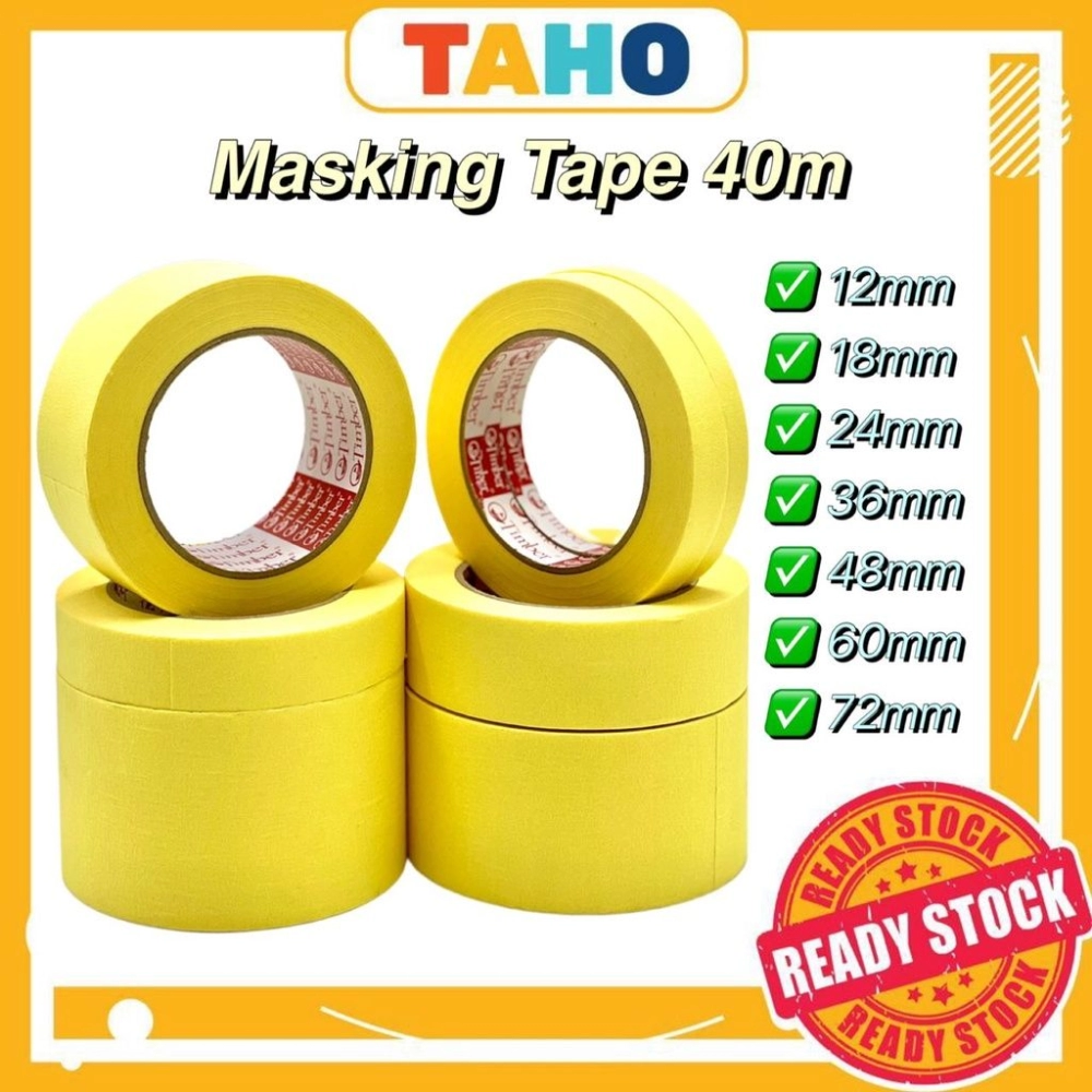 Masking Tape Yellow (12mm - 72mm) _40Meter