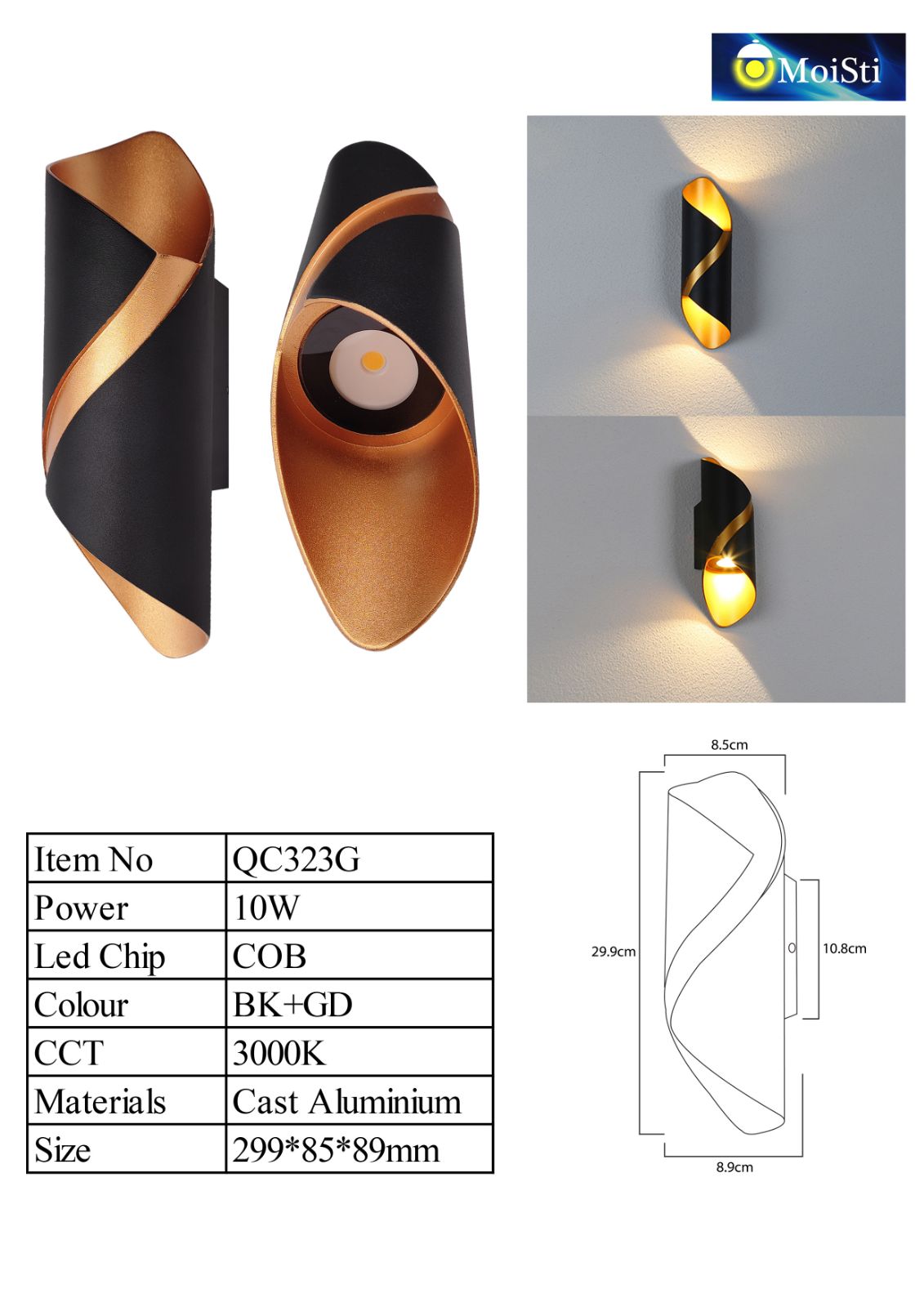 QC323G 10W BK+GD