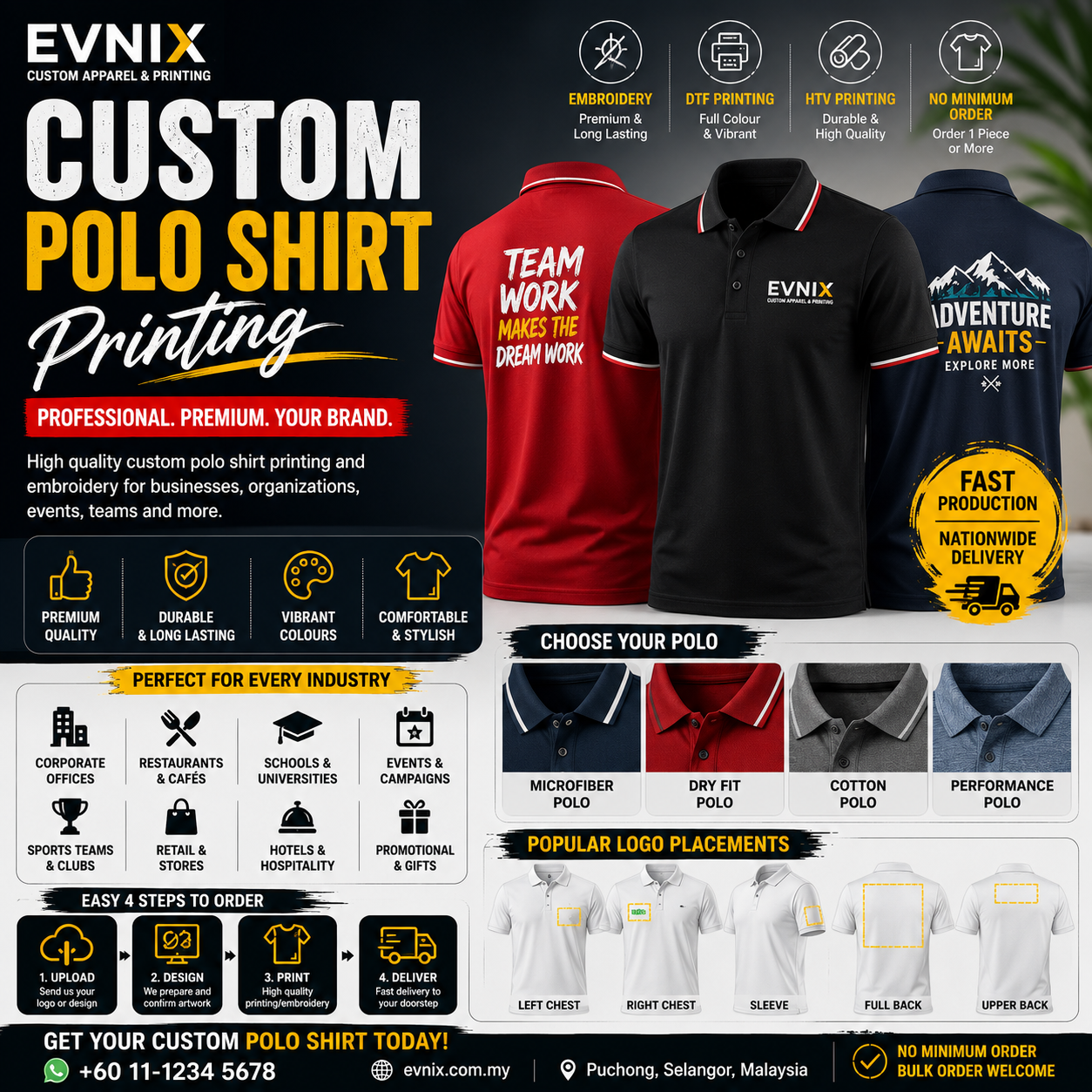 Custom Polo Shirt Printing Malaysia | Corporate, Uniform & Promotional Polo Shirts