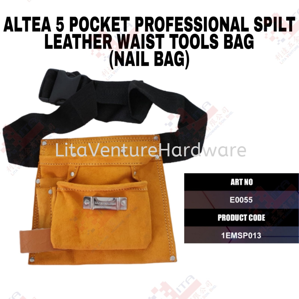 ALTEA BRAND 5 POCKET SPLIT LEATHER WAIST TOOLS BAG (NAIL BAG) - E0055
