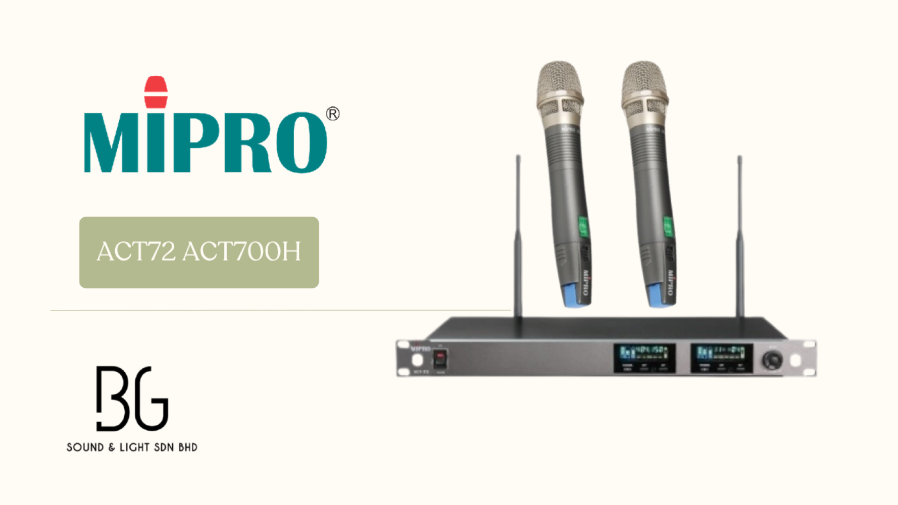MIPRO ACT-72 Dual Channel UHF Wireless Microphone System with 2 ACT-70H Handheld Mics | Professional True Diversity Wireless Mic Malaysia