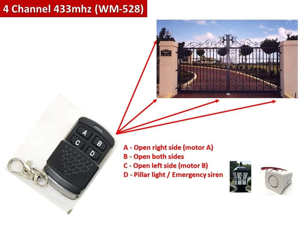 WM528 - 4 Channel 433Mhz Autogate Wireless Remote Control