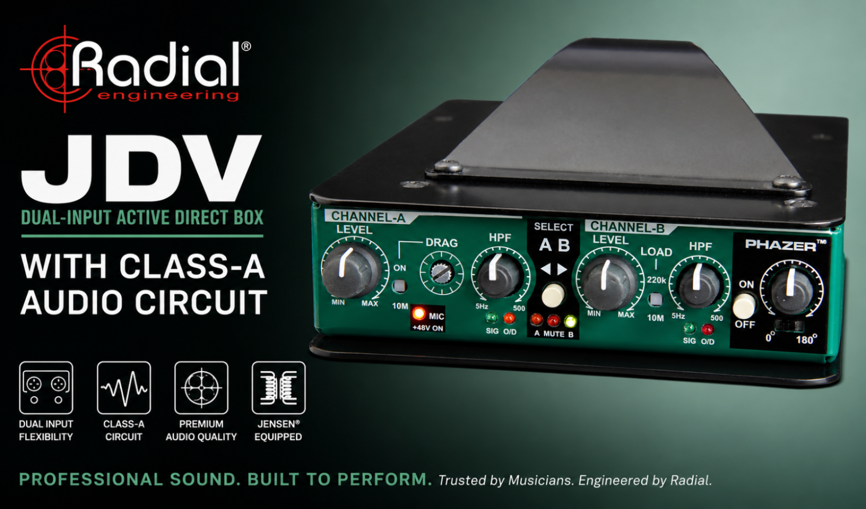 Radial Engineering JDV Dual-Input Active Direct Box with Class-A Audio Circuit