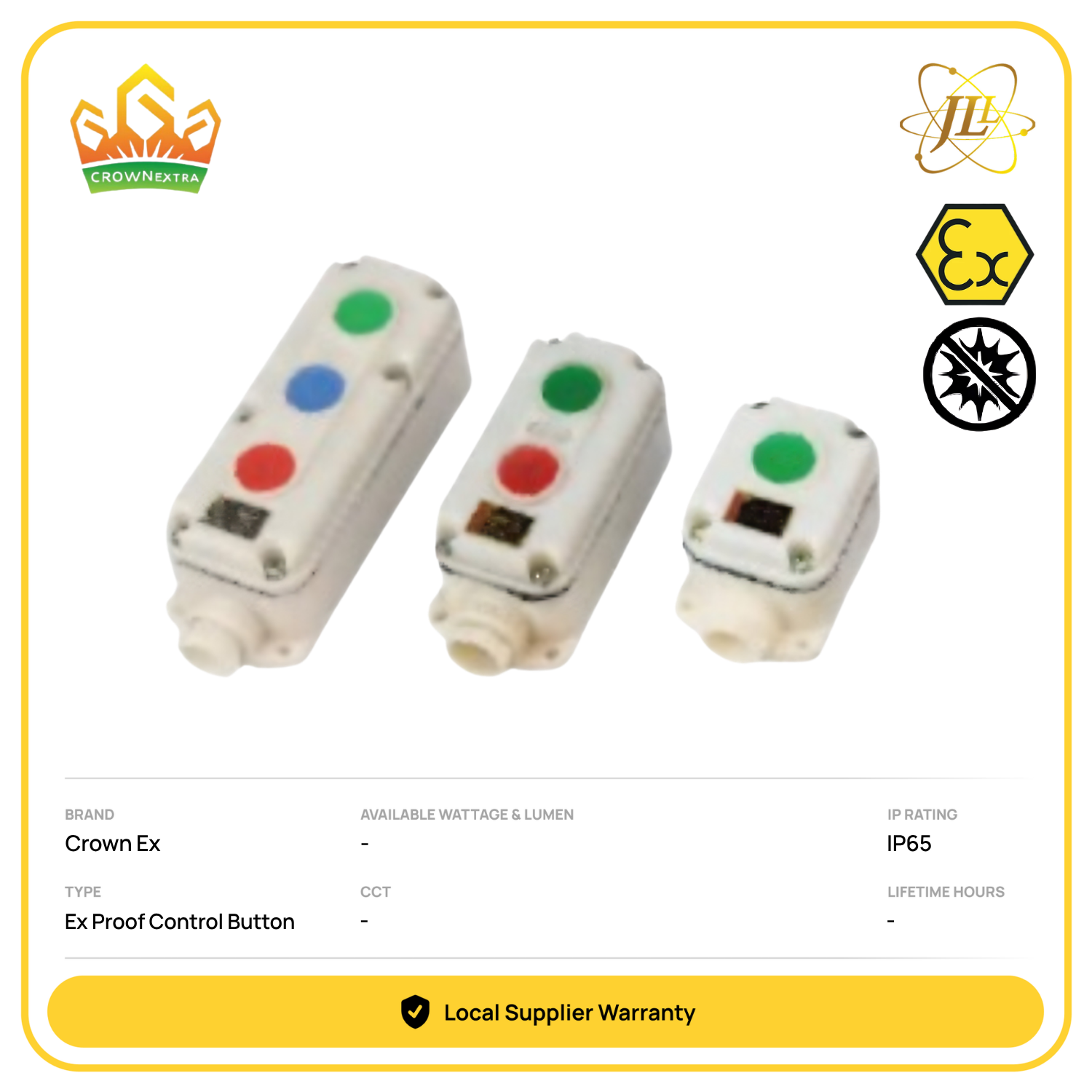 CROWN EX EXPLOSION PROOF HAZARDOUS FLAMEPROOF ANTI SPARK GRP CONTROL BUTTON LA5821
