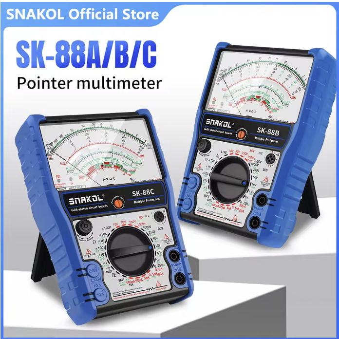 SNAKOL Analog Multimeter Pointer Multimetro DC 10A Current 2500V Voltage Professional Conductive with Protective Coating