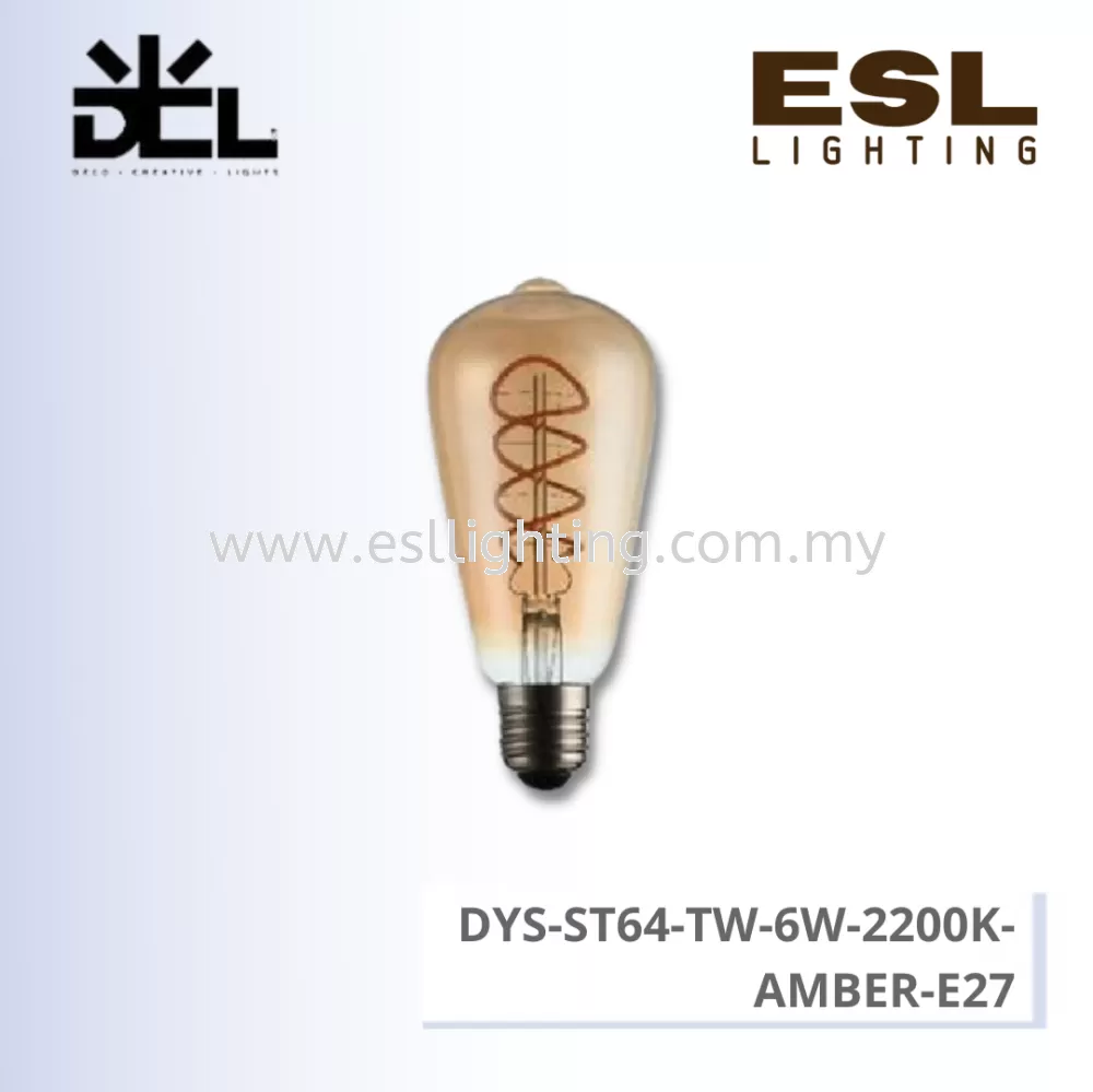 DCL LED FILAMENT EDISON BULB DIMMABLE E27 6W - DYS-ST64-TW-6W-2200K-AMBER-DIM-E27