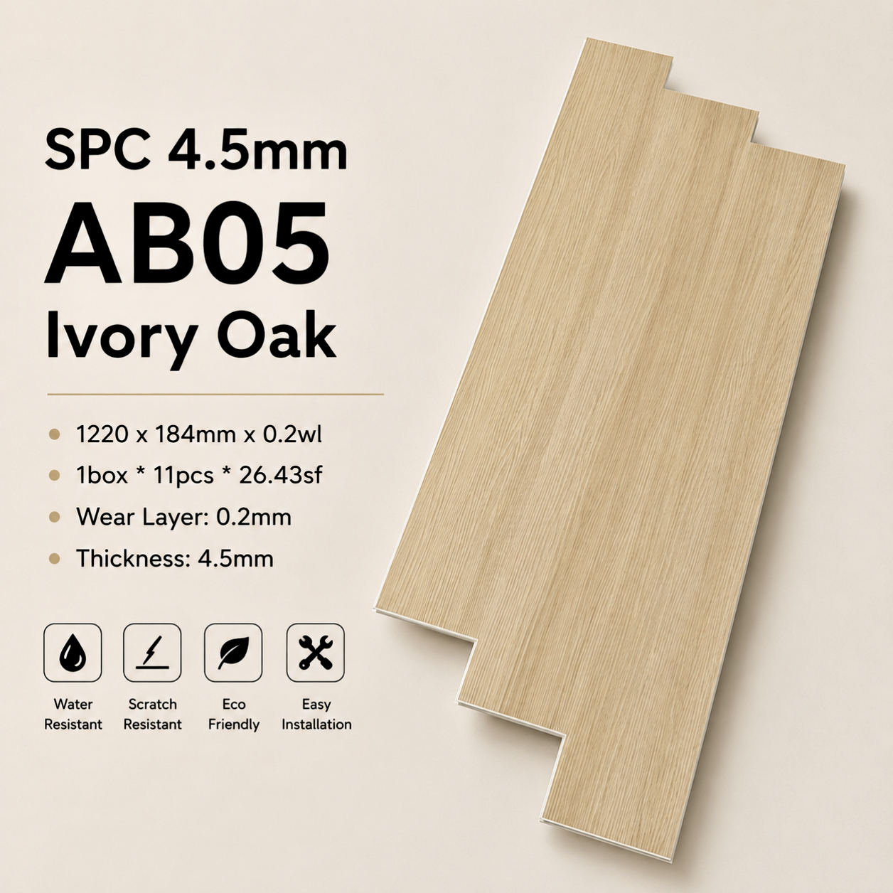 SPC FLOORING 4.5MM CODE AB05