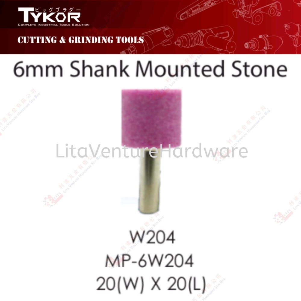 TYKOR BRAND 6MM SHANK MOUNTED STONE - W204 MP6W204 20WX20L