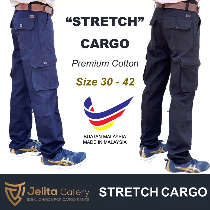 STRETCH CARGO PANTS SELUAR KERJA POKET STRETCHABLE KAIN TEBAL