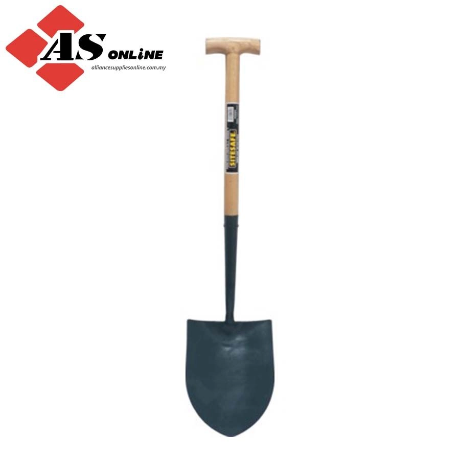 SITESAFE Solid Socket Wooden T Round Mouth Shovel No.2 / Model: SSF5227786G