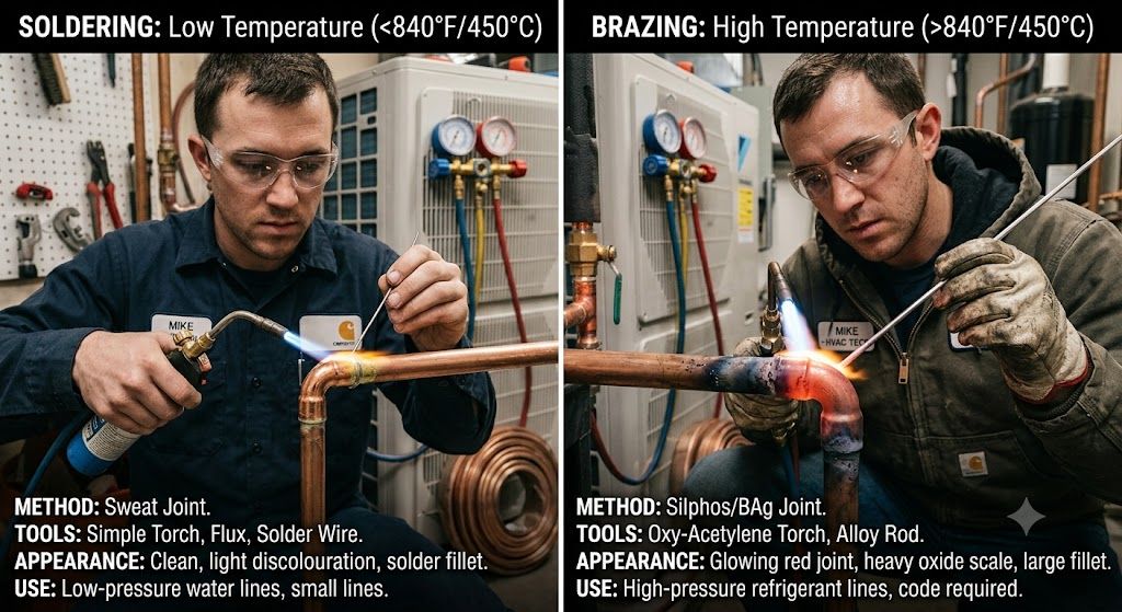 HVAC copper tube soldering vs brazing