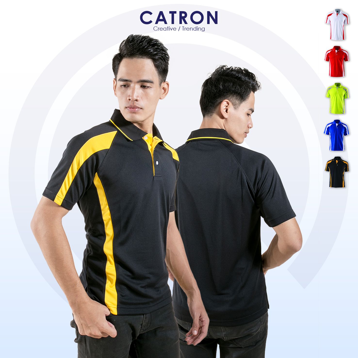 EM 2069 Cut & Sew Panel Short Sleeve Collar T-shirt (160gsm)