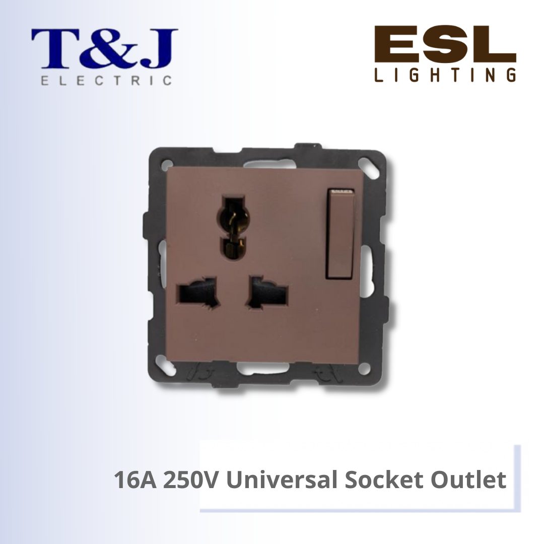 T&J LAVINA"95" SERIES 16A 250V Universal Socket Outlet - JC8318S-W-LWH / JC8318S-W-LBL