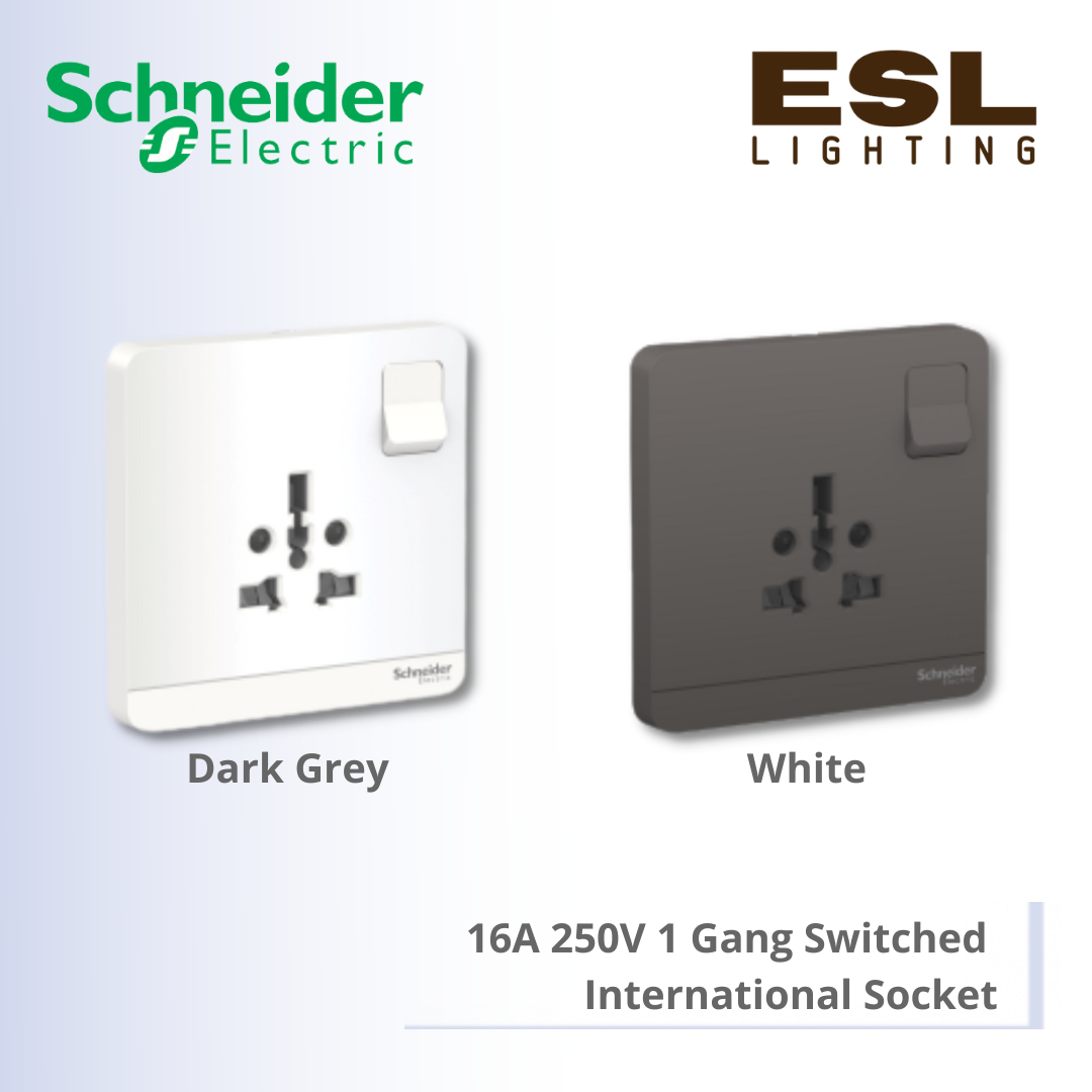 SCHNEIDER AvatarOn 16A 250V 1 Gang Switched International Socket - E8315TS_WE_G11 E8315TS_DG_G11