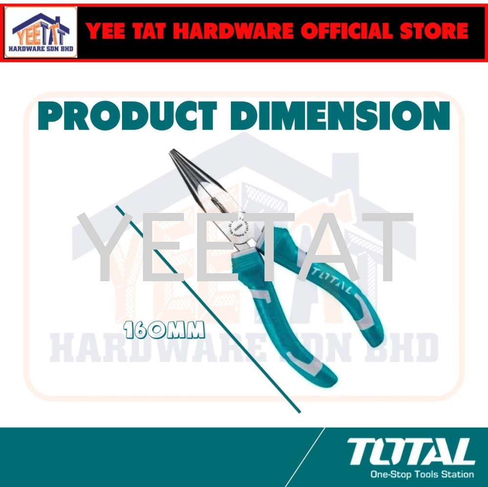 [ TOTAL ] THT120606P Long Nose Pliers (6"), Great for Bending, Turning, Cutting & Getting into Tight Spots