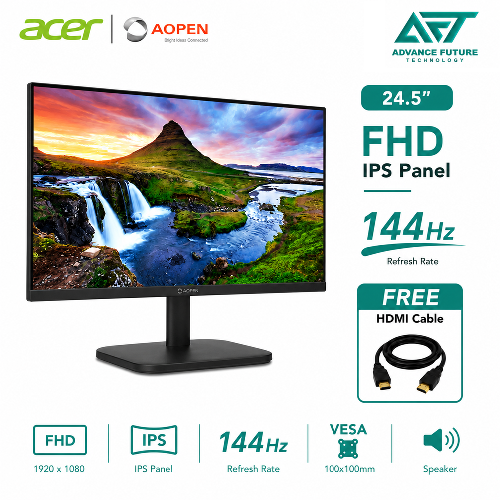 Acer AOPEN 25CL1QP6 24.5" FHD IPS 144Hz Flat Monitor ( Speaker, HDMI, VGA, 3 Years Warranty )