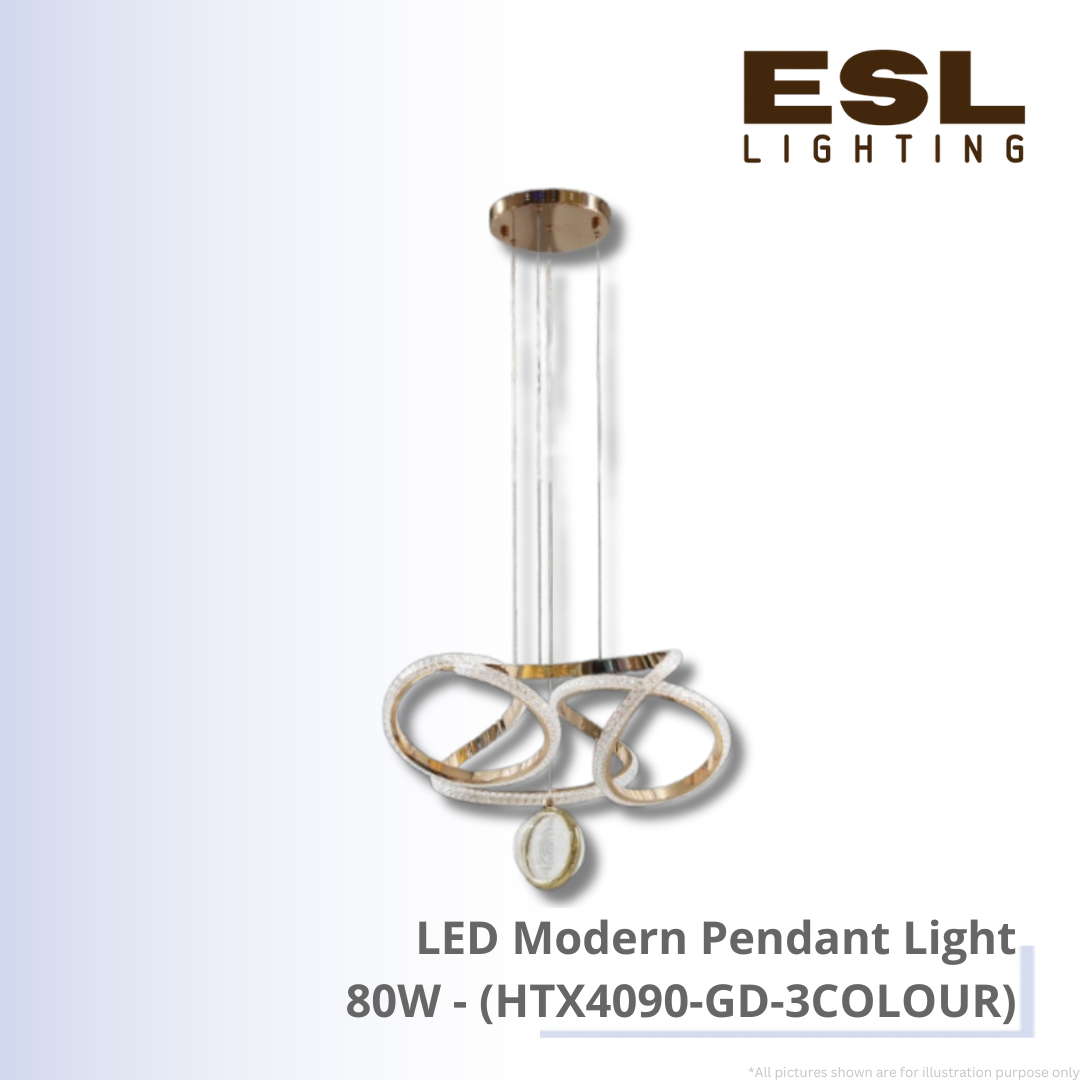 LED Modern Pendant Light 80W - HTX4090-GD-3COLOUR