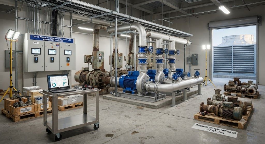 Industrial chiller pump system retrofit
