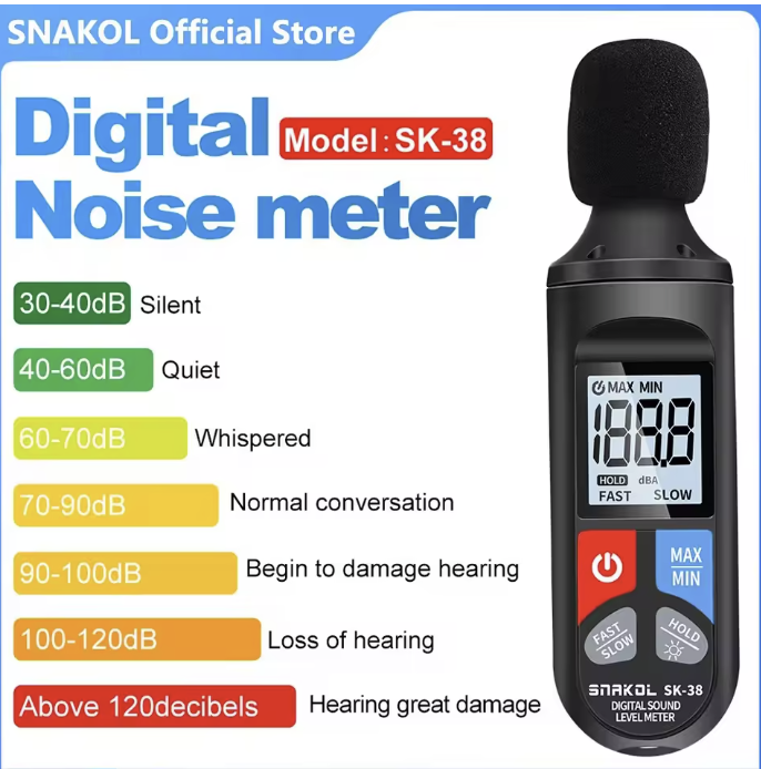 SNAKOL Digital Sound Level Meter Sound Level Meter Sonometro Sound Meter Decibelimetro 30-130dB Portable Sound Meter