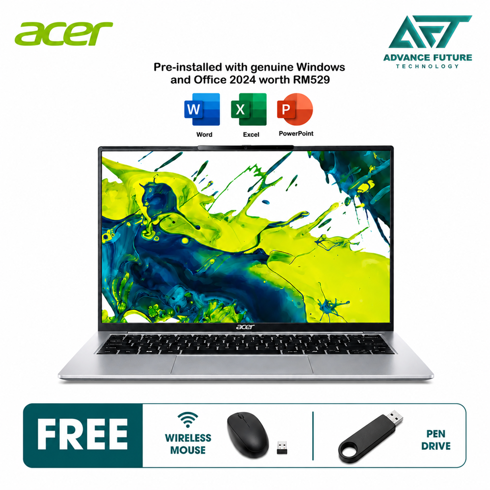 Acer Aspire Lite 14 AL14-53P-50UY 14" WUXGA Laptop Silver ( Intel Core Ultra 5 115U, 16GB, 512GB SSD, Intel, W11, H&S 2024&M365 )