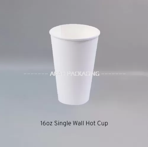 16oz Plain White SINGLE Wall Hot Paper Cup / Coffee Paper Cup