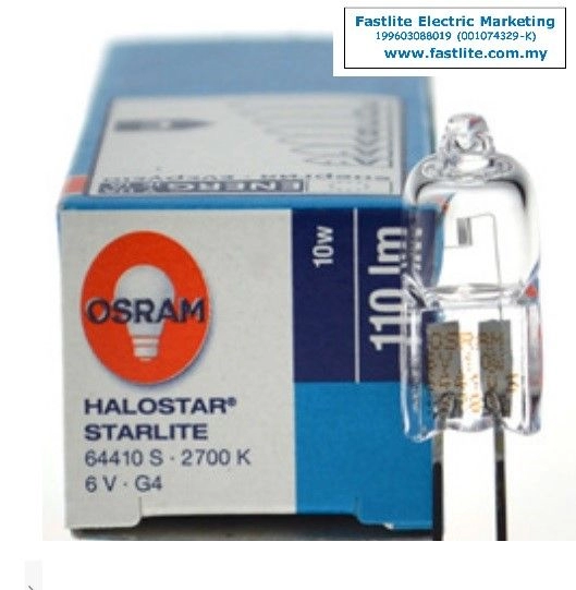 Osram 64410S 6v 10w G4 Starlite Longlife Halogen Capsule (made in Germany)