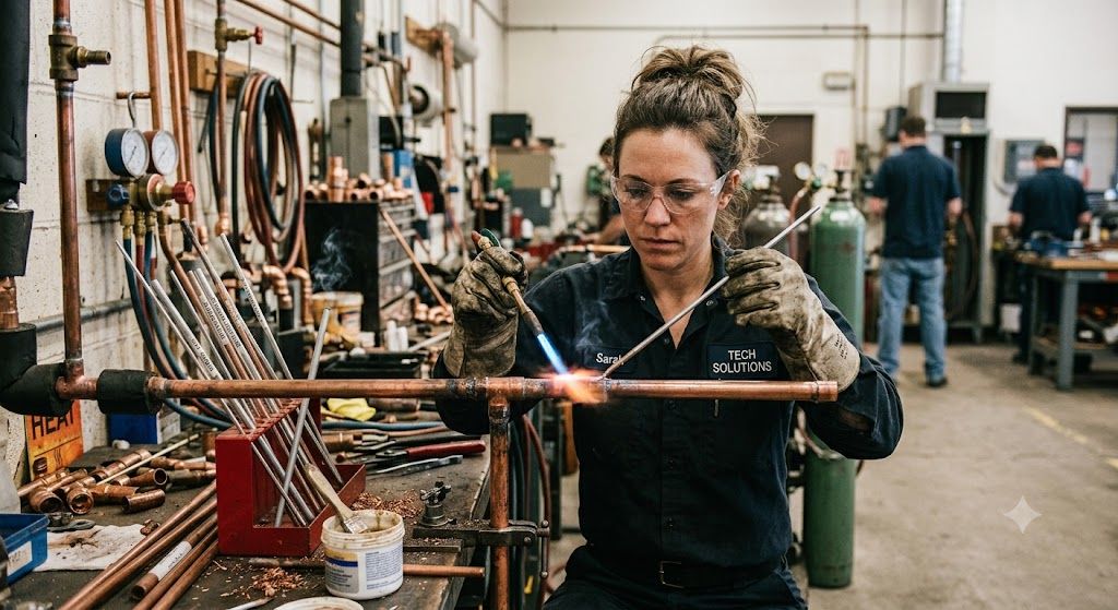 copper pipe brazing HVAC service technician skills